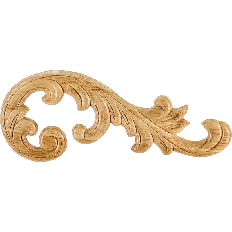 10-5/8" W x 5/16" D x 4-3/8" H Right Pressed Rubberwood Acanthus Appliqué