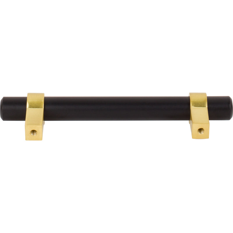 96 mm Center-to-Center Matte Black with Brushed Gold Key Grande Cabinet Bar Pull