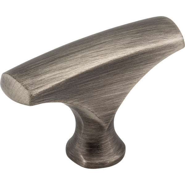 1-5/8" Overall Length Brushed Pewter Aiden Cabinet "T" Knob