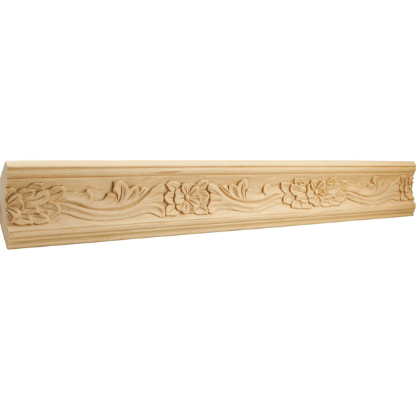1" D x 3-3/4" H Cherry Botanical Hand Carved Crown Moulding