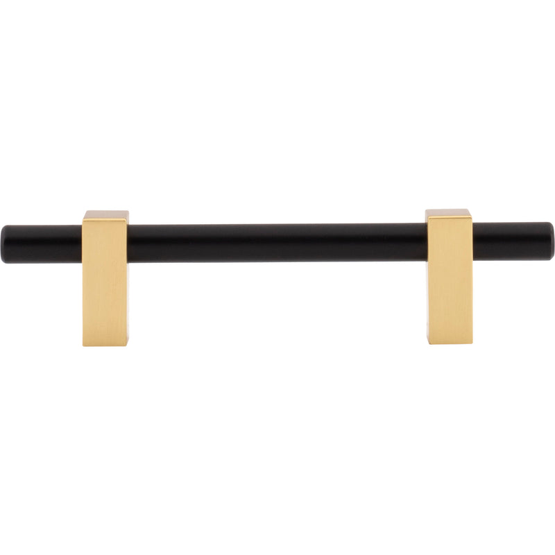 96 mm Center-to-Center Matte Black with Brushed Gold Larkin Cabinet Bar Pull