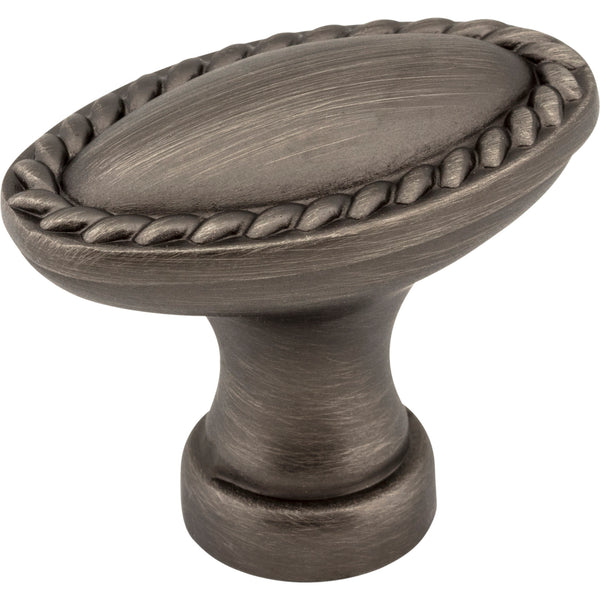 1-3/8" Overall Length Brushed Pewter Oval Rope Detailed Lindos Cabinet Knob