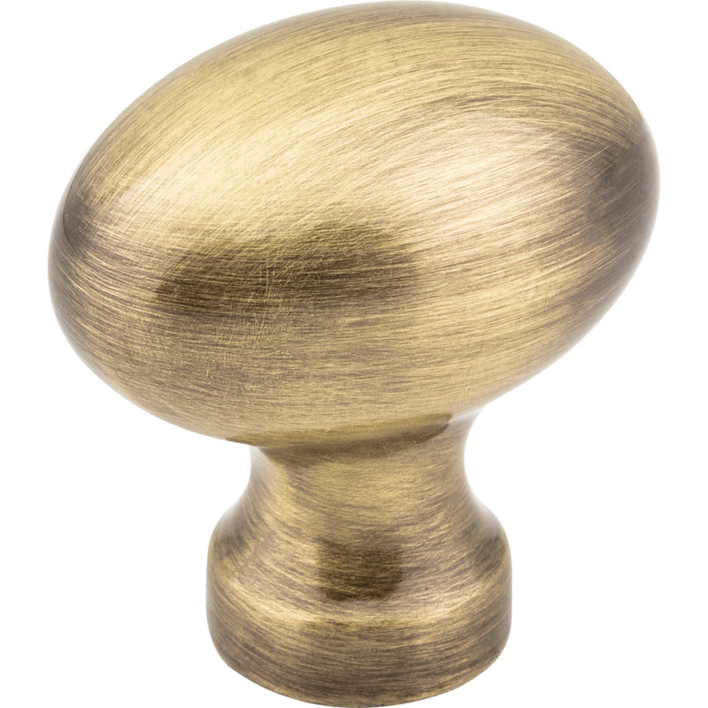 1-3/16" Overall Length Brushed Antique Brass Football Bordeaux Cabinet Knob