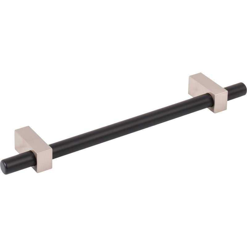 160 mm Center-to-Center Matte Black with Satin Nickel Larkin Cabinet Bar Pull