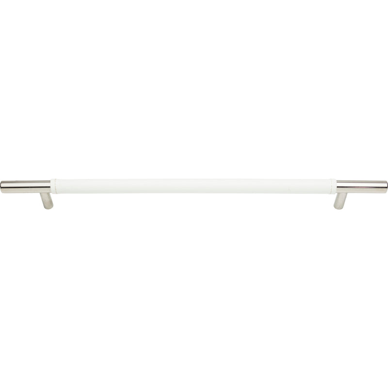 Zanzibar White Leather Pull 11 5/16 Inch (c-c) Polished Chrome