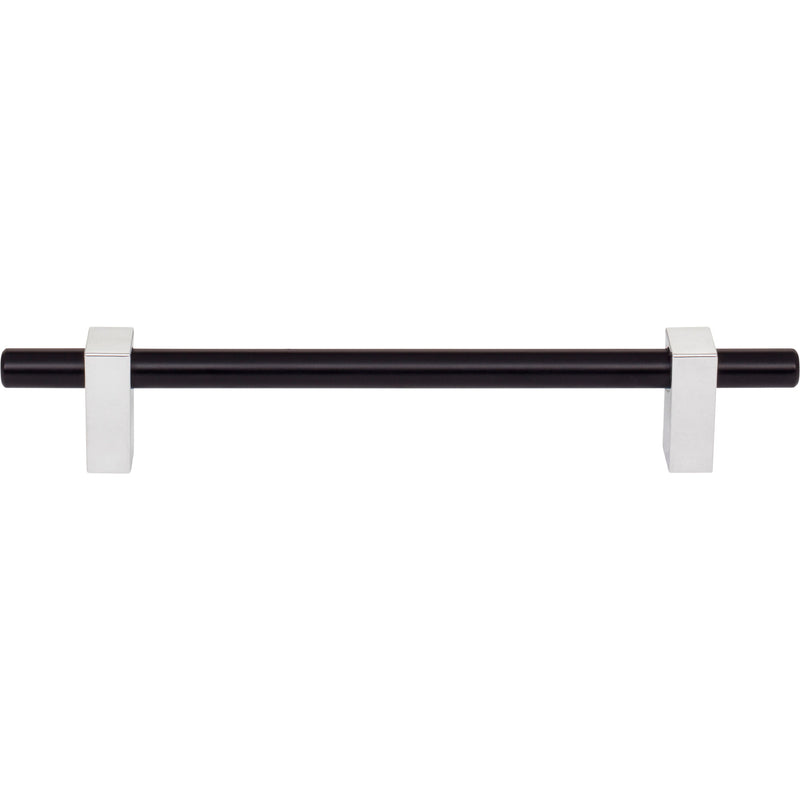 160 mm Center-to-Center Matte Black with Polished Chrome Larkin Cabinet Bar Pull