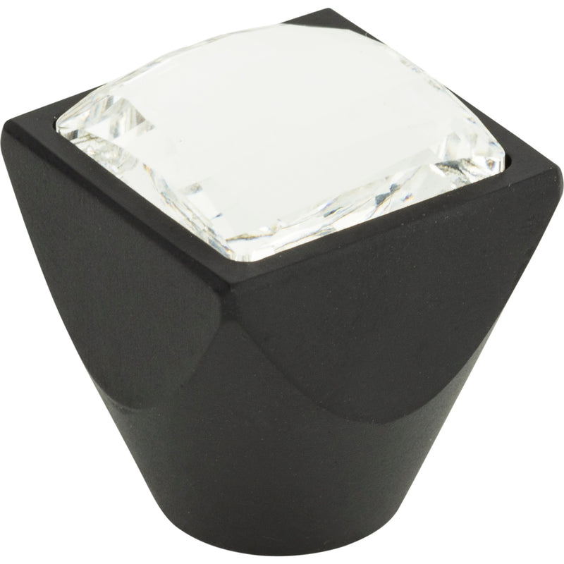 Crystal Large Square Knob 1 Inch Matte Black