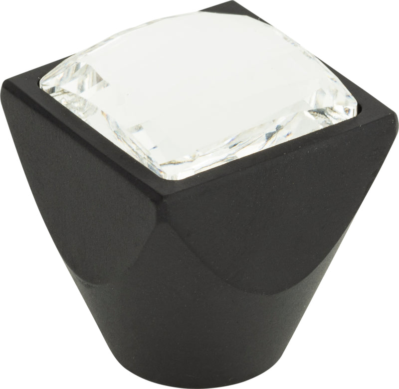 Crystal Large Square Knob 1 Inch Matte Black