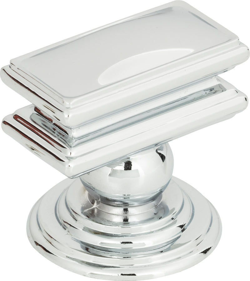 Campaign Rectangle Knob 1 1/2 Inch Polished Chrome