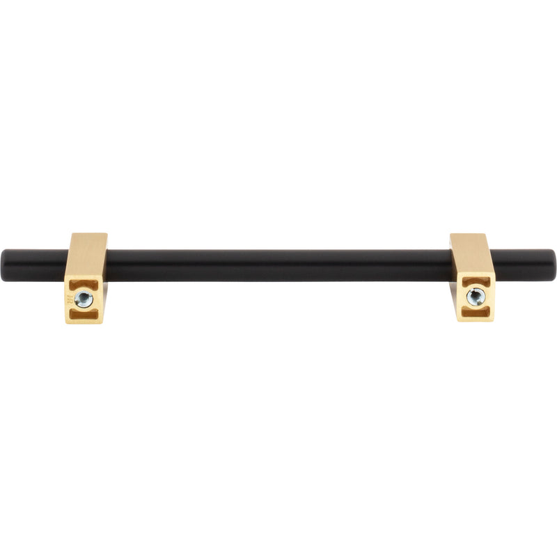 128 mm Center-to-Center Matte Black with Brushed Gold Larkin Cabinet Bar Pull