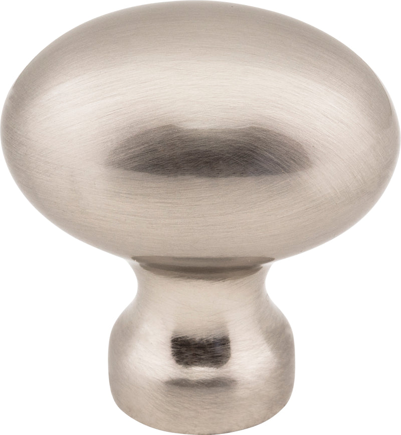 1-3/16" Overall Length Satin Nickel Football Bordeaux Cabinet Knob