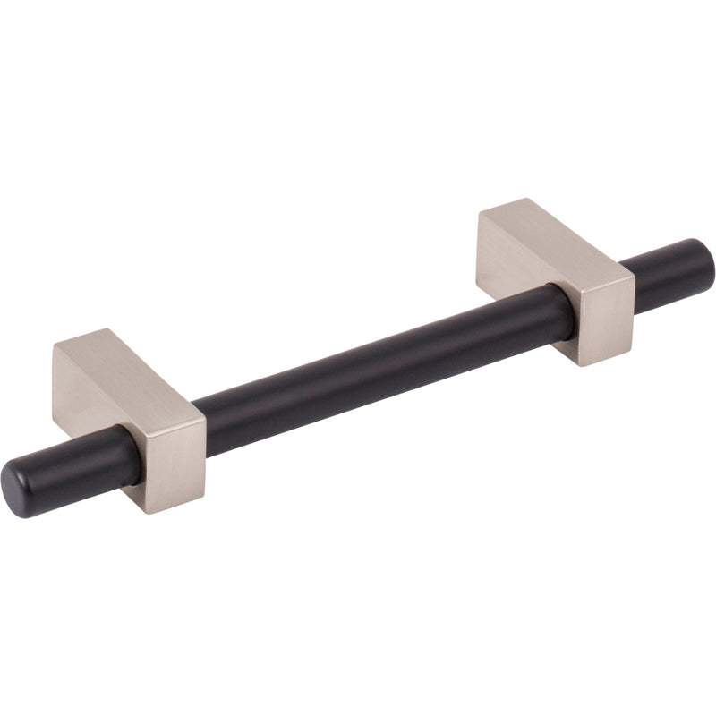 96 mm Center-to-Center Matte Black with Satin Nickel Larkin Cabinet Bar Pull