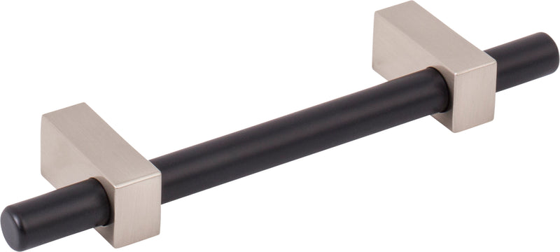 96 mm Center-to-Center Matte Black with Satin Nickel Larkin Cabinet Bar Pull