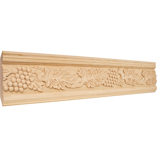 1-1/8" D x 4-3/4" H Maple Acanthus & Grape Hand Carved Moulding