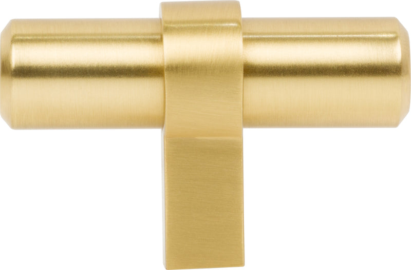 2" Overall Length Brushed Gold Key Grande Cabinet "T" Knob