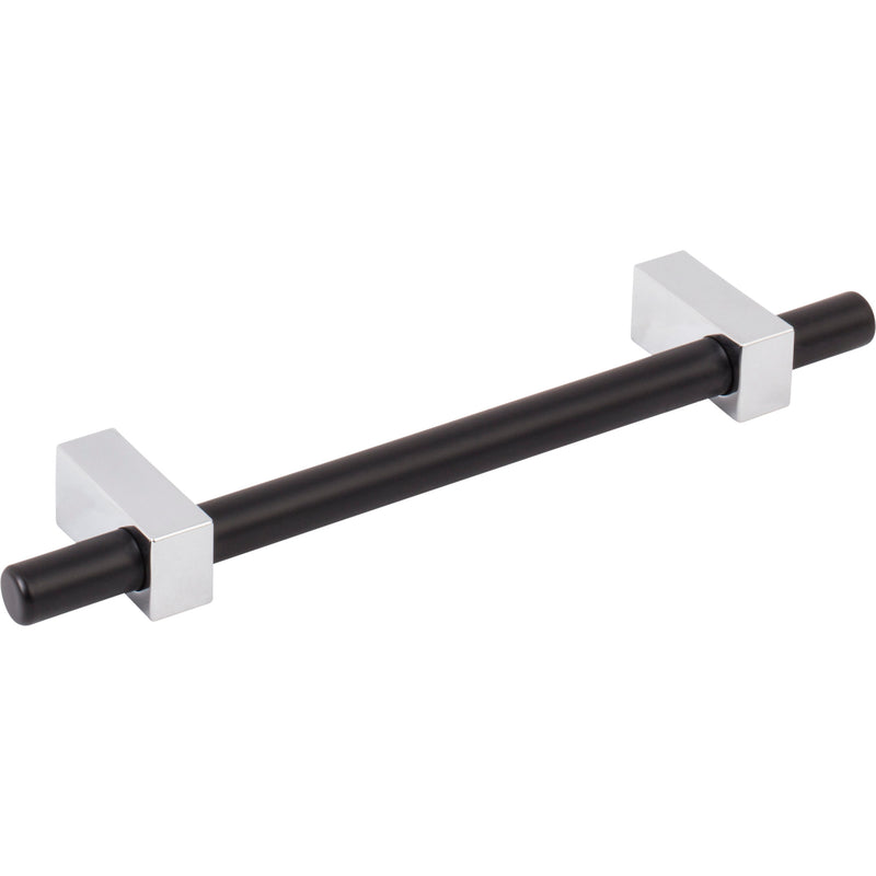 128 mm Center-to-Center Matte Black with Polished Chrome Larkin Cabinet Bar Pull