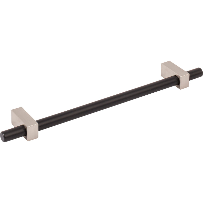 192 mm Center-to-Center Matte Black with Satin Nickel Larkin Cabinet Bar Pull