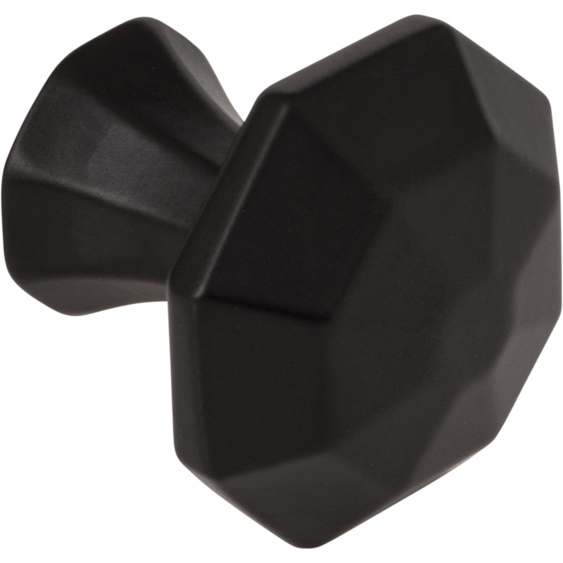 1-1/4" Overall Length Matte Black Octagonal Wheeler Cabinet Knob