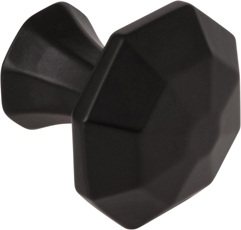 1-1/4" Overall Length Matte Black Octagonal Wheeler Cabinet Knob