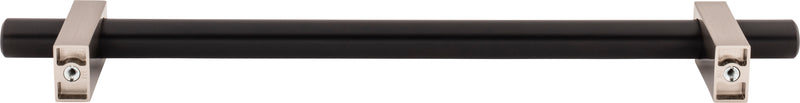 12" Center-to-Center Matte Black with Satin Nickel Larkin Appliance Handle