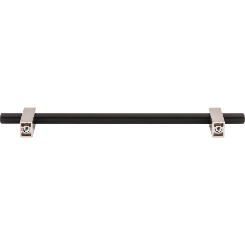 192 mm Center-to-Center Matte Black with Satin Nickel Larkin Cabinet Bar Pull