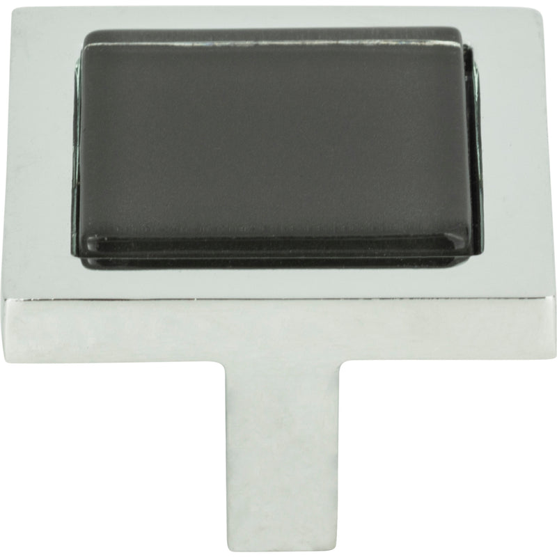 Spa Black Square Knob 1 3/8 Inch Polished Chrome