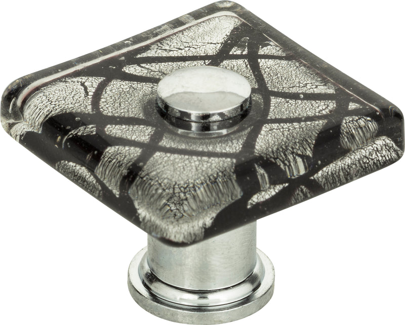 Eclipse Glass Square Knob 1 1/2 Inch Polished Chrome