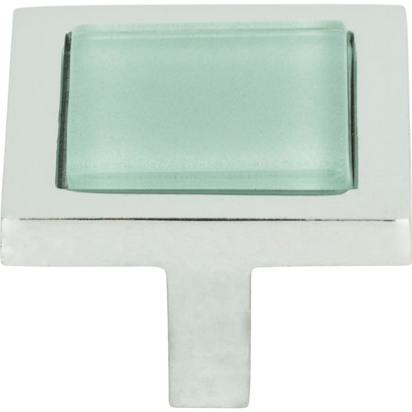 Spa Green Square Knob 1 3/8 Inch Polished Chrome