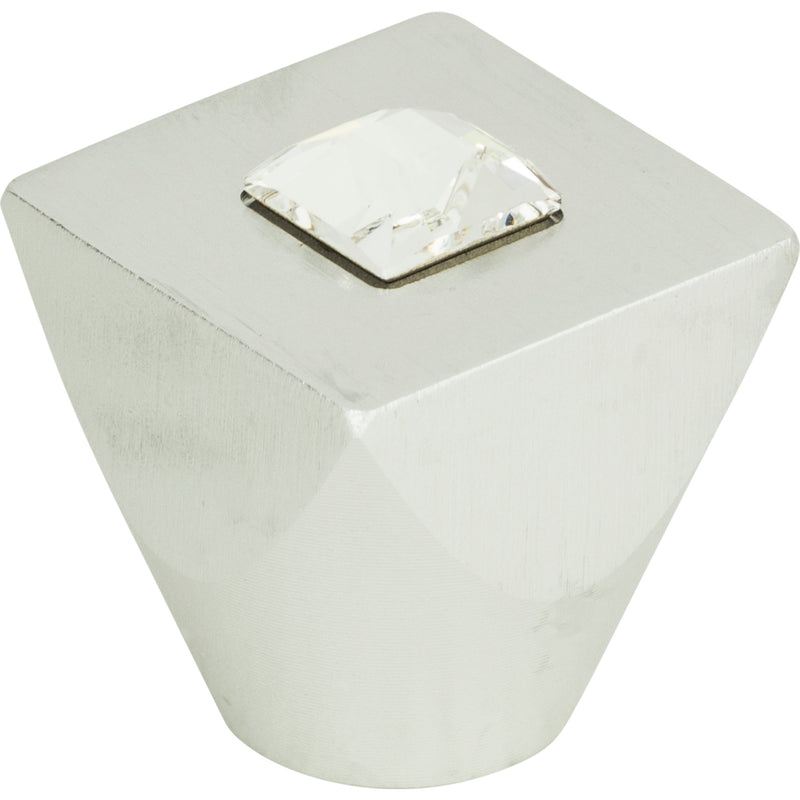 Crystal Square Knob 1 Inch Matte Chrome