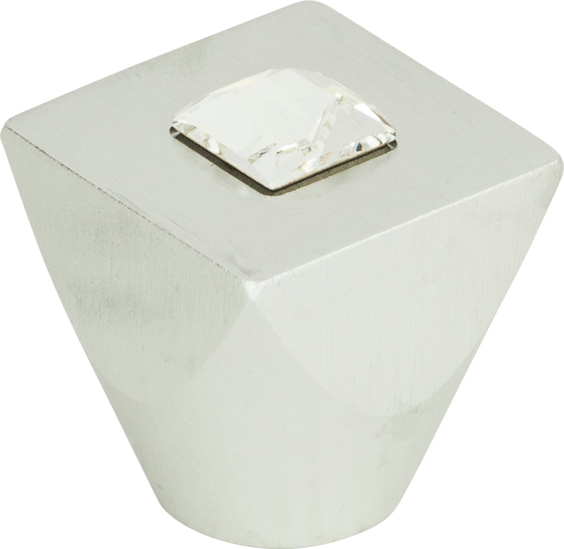 Crystal Square Knob 1 Inch Matte Chrome