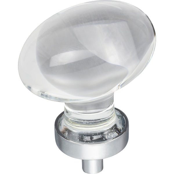 1-5/8" Overall Length Polished Chrome Football Glass Harlow Cabinet Knob
