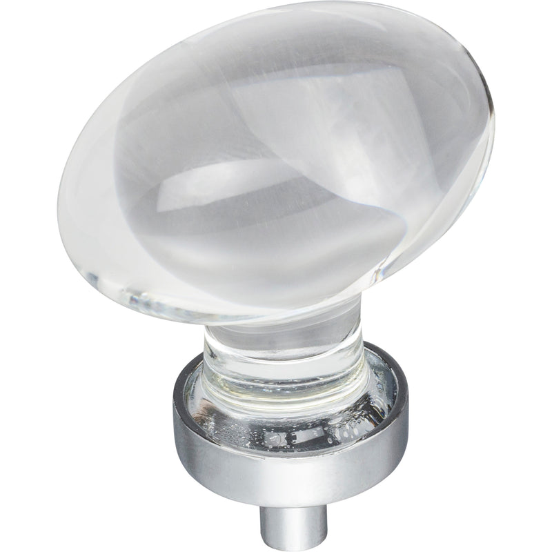 1-5/8" Overall Length Polished Chrome Football Glass Harlow Cabinet Knob