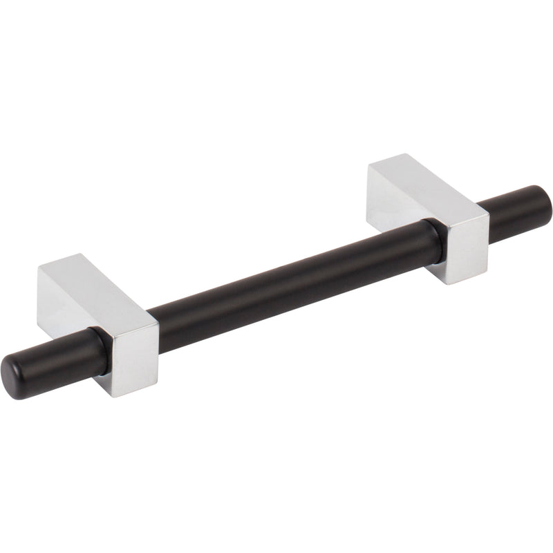 96 mm Center-to-Center Matte Black with Polished Chrome Larkin Cabinet Bar Pull