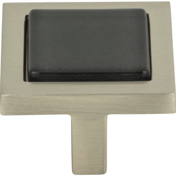 Spa Black Square Knob 1 3/8 Inch Brushed Nickel