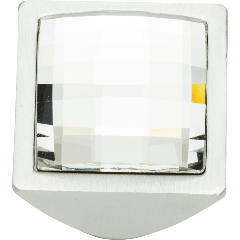 Crystal Large Square Knob 1 Inch Matte Chrome