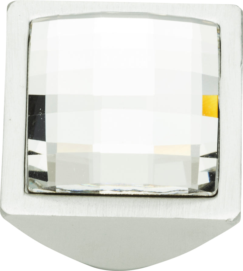 Crystal Large Square Knob 1 Inch Matte Chrome