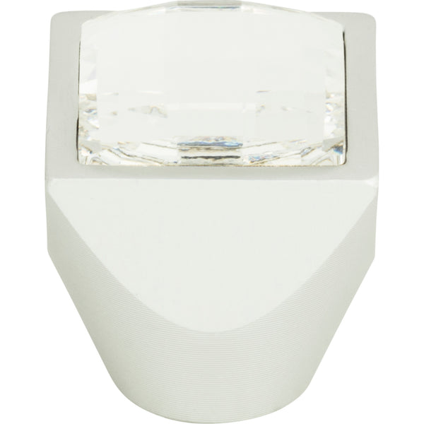 Crystal Large Square Knob 1 Inch Matte Chrome