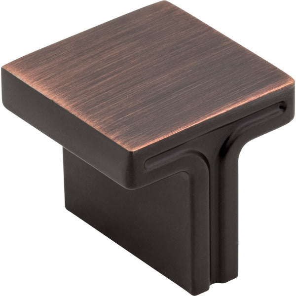 1-1/8" Overall Length Brushed Oil Rubbed Bronze Square Anwick Cabinet Knob