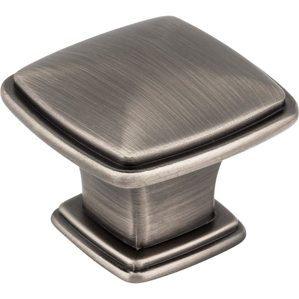 1-3/16" Overall Length Brushed Pewter Square Milan 1 Cabinet Knob