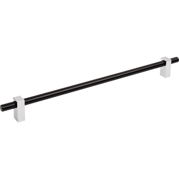 305 mm Center-to-Center Matte Black with Polished Chrome Larkin Cabinet Bar Pull