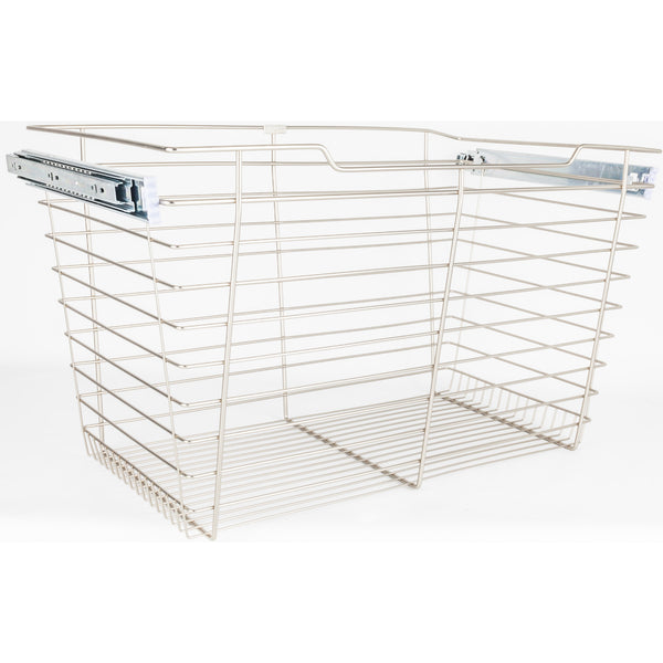 Satin Nickel Closet Pullout Basket with Slides 14"D x 29"W x 17"H