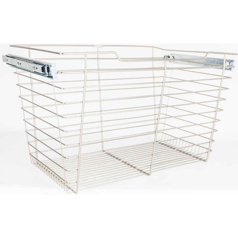 Satin Nickel Closet Pullout Basket with Slides 14"D x 29"W x 17"H