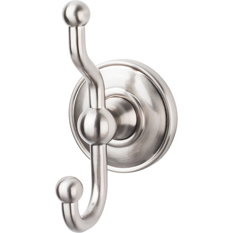 Edwardian Bath Double Hook Plain Backplate Brushed Satin Nickel