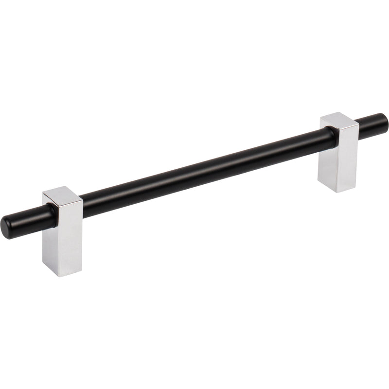 160 mm Center-to-Center Matte Black with Polished Chrome Larkin Cabinet Bar Pull