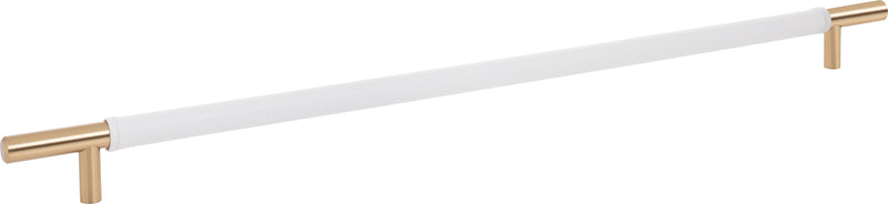 Zanzibar White Appliance Pull 17 Inch (c-c) Leather Warm Brass