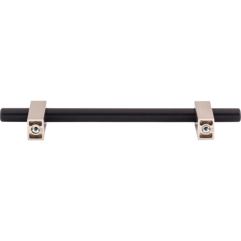 128 mm Center-to-Center Matte Black with Satin Nickel Larkin Cabinet Bar Pull