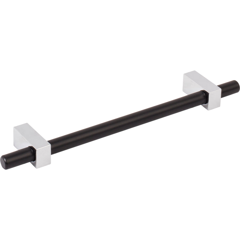 160 mm Center-to-Center Matte Black with Polished Chrome Larkin Cabinet Bar Pull