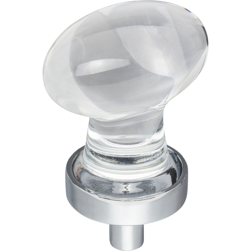 1-1/4" Overall Length Polished Chrome Football Glass Harlow Cabinet Knob