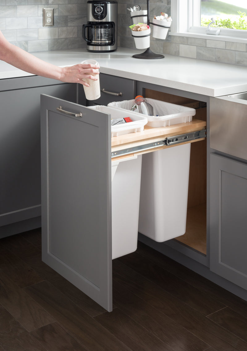 Double Grey 50 Quart Top-Mount Trashcan Pullout for 21" Opening