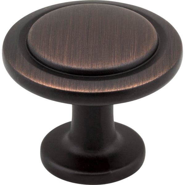 1-1/4" Diameter Brushed Oil Rubbed Bronze Round Button Gatsby Cabinet Knob